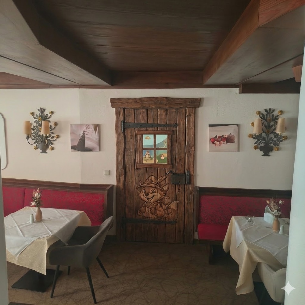 Visualisierung des Eingangs zu Dachi's Kinder-Basecamp neben dem Restaurant