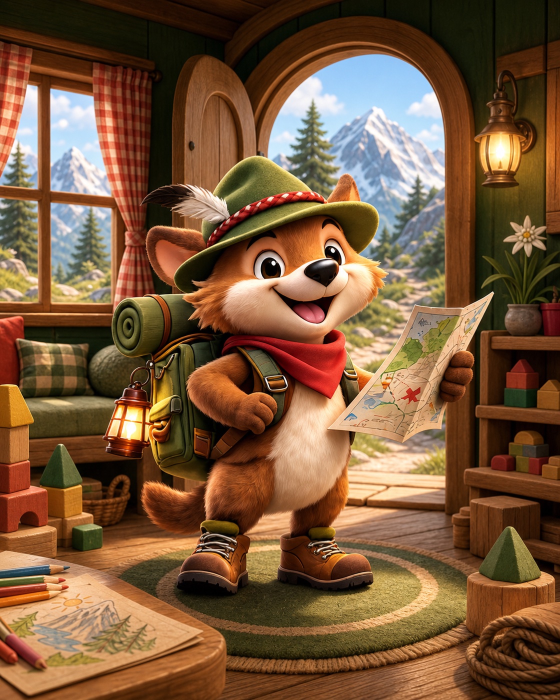Dachi, der freundliche Fuchs, im neuen Kinder-Basecamp